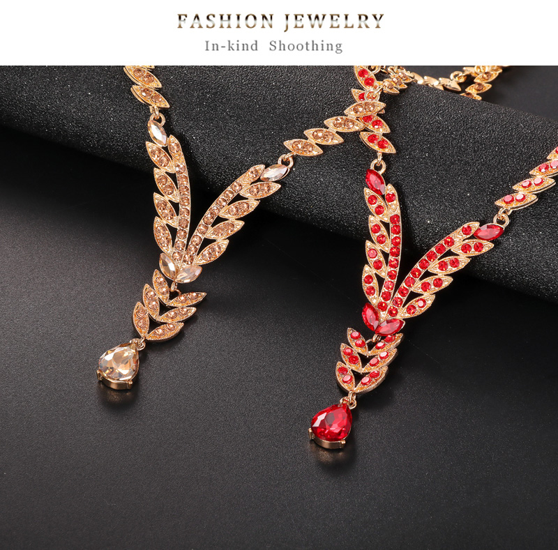 Fashion Blue Geometric Diamond Drop Earrings Necklace Set,Jewelry Sets
