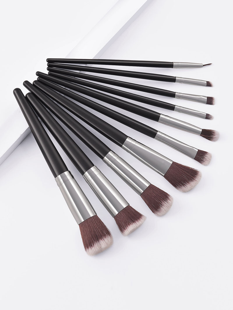 Fashion Black 10 Boutique Latest Style Silver And Black Makeup Brush Set,Beauty tools