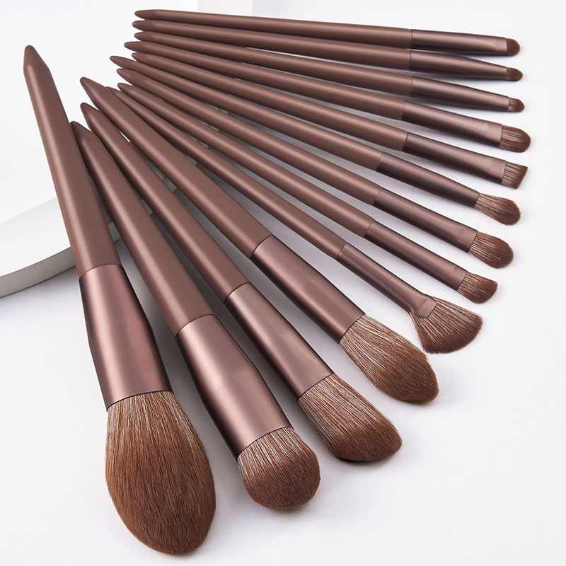 Fashion Dark Brown Set Of 13 Dark Brown High Quality Makeup Brushes,Beauty tools