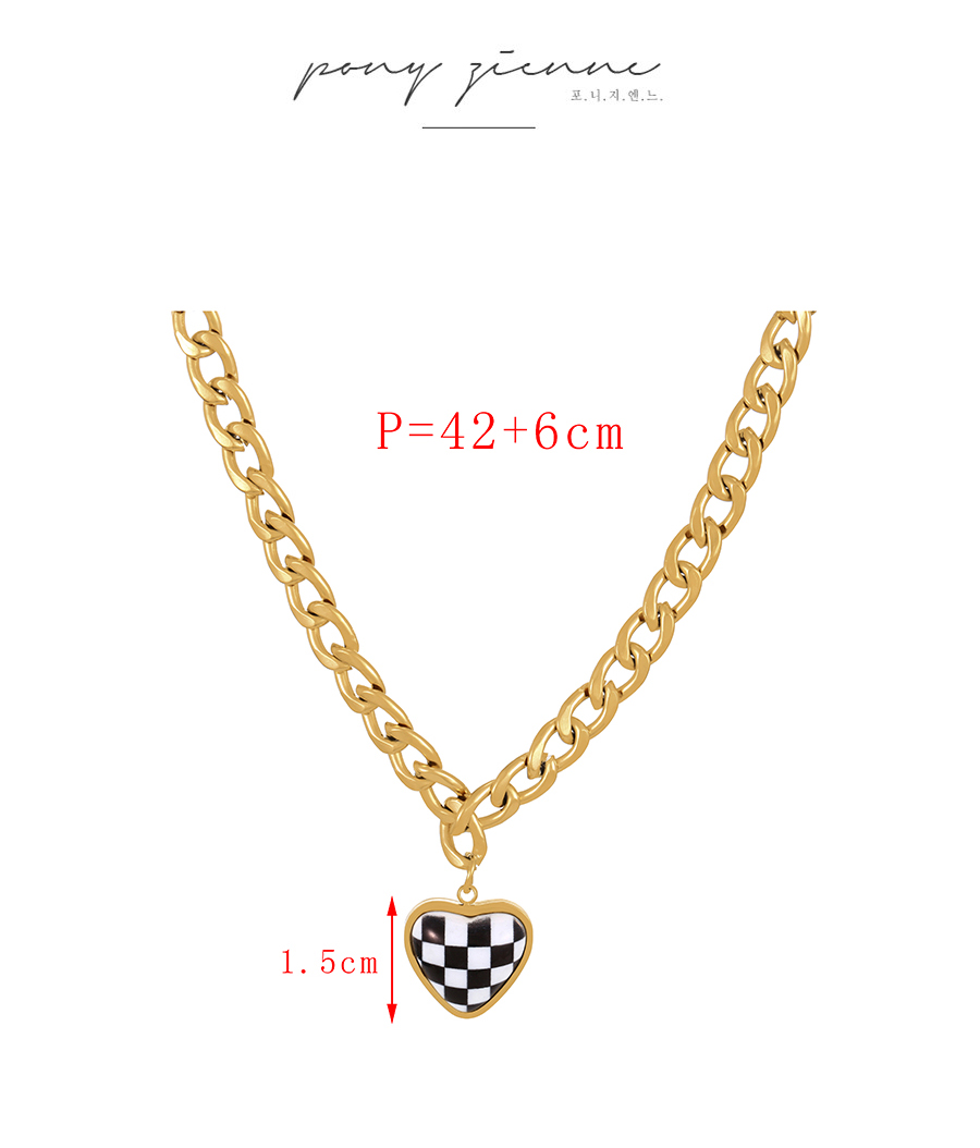 Fashion Gold Titanium Steel Drip Oil Love Pendant Necklace,Necklaces
