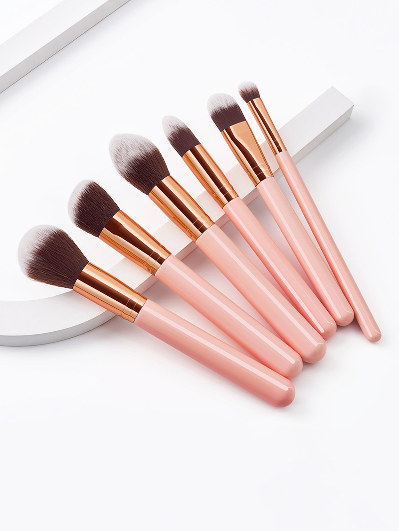 Fashion Pink 6 Makeup Brushes Powder Gold Set New,Beauty tools