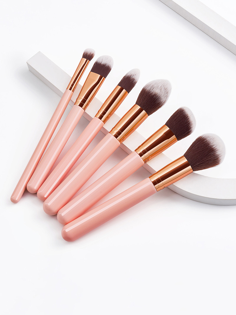 Fashion Pink 6 Makeup Brushes Powder Gold Set New,Beauty tools