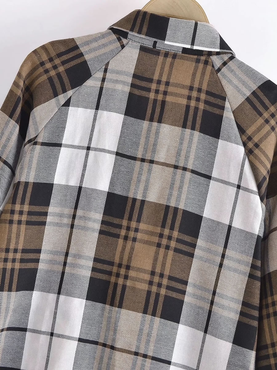 Fashion Khashoggi All Polyester Check Buttoned Shirt,Blouses