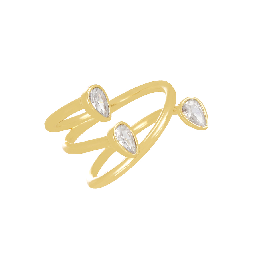 Fashion Gold Bronze Zircon Drop Ring,Rings
