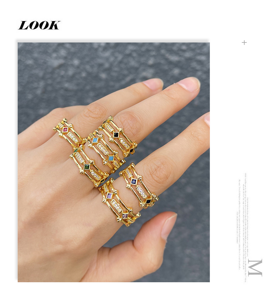 Fashion Purple Copper Set Zircon Geometric Ring,Rings