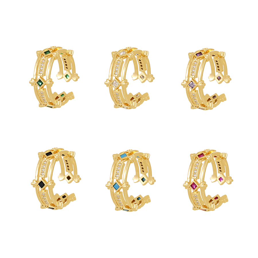 Fashion Navy Blue Copper Set Zircon Geometric Ring,Rings