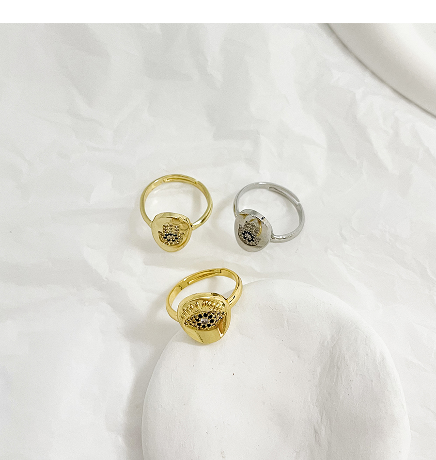 Fashion Silver Brass Set Zircon Palm Eye Ring,Rings