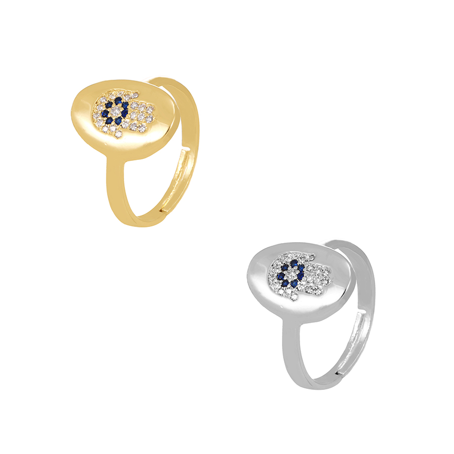 Fashion Gold-2 Brass Set Zircon Palm Eye Ring,Rings