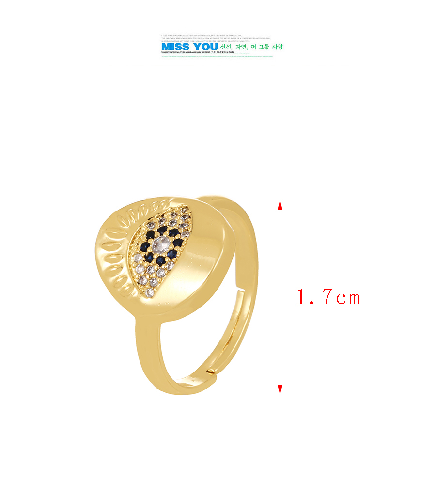 Fashion Gold-2 Brass Set Zircon Palm Eye Ring,Rings