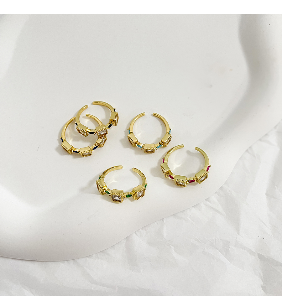 Fashion White Bronze Zircon Square Ring,Rings