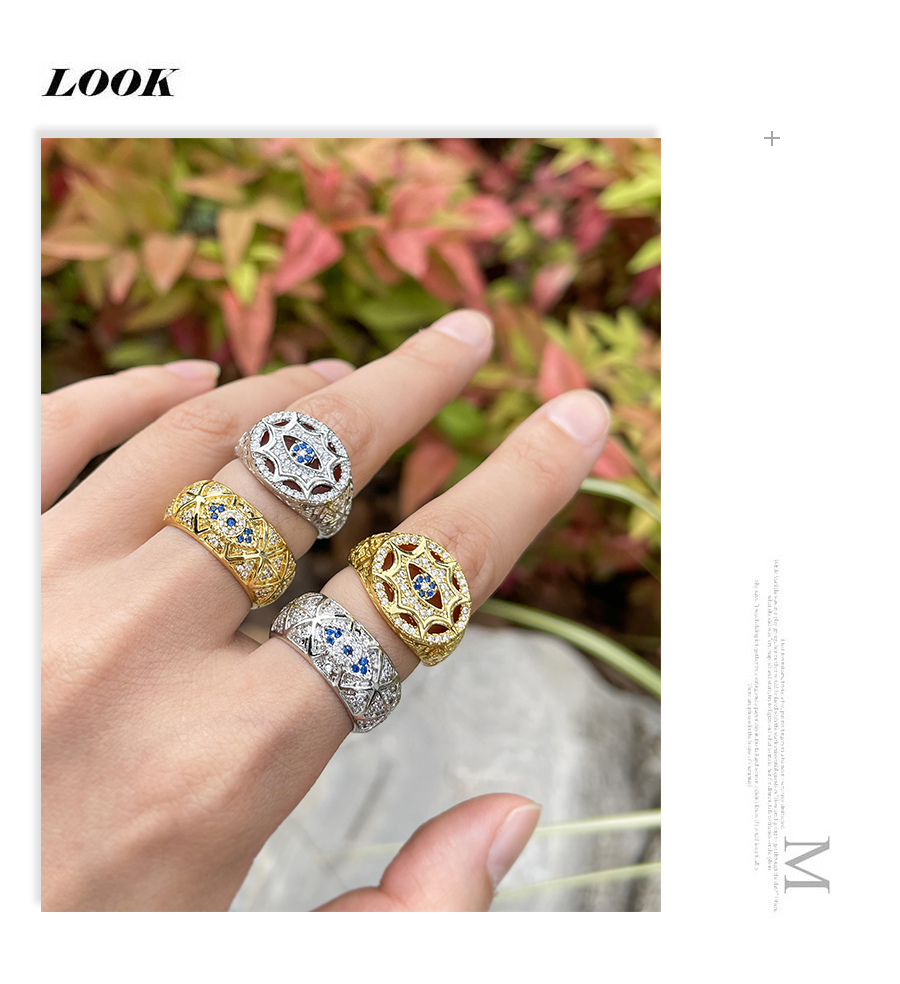 Fashion Gold-2 Bronze Zircon Eye Ring,Rings