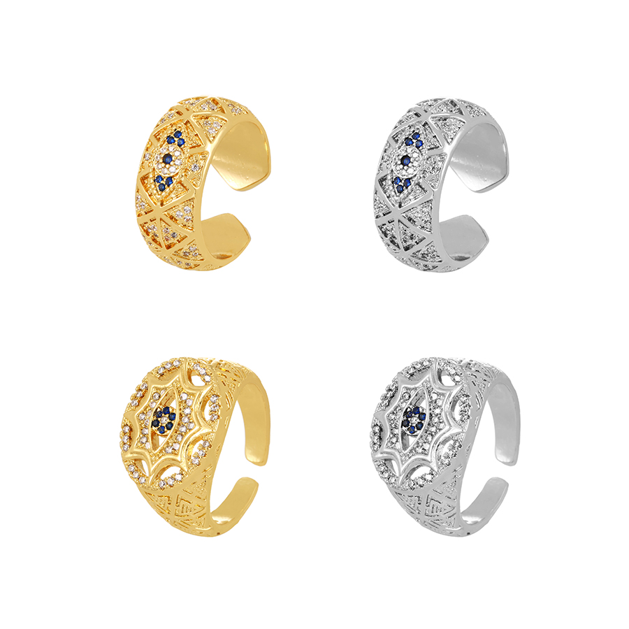 Fashion Silver-2 Bronze Zircon Eye Ring,Rings