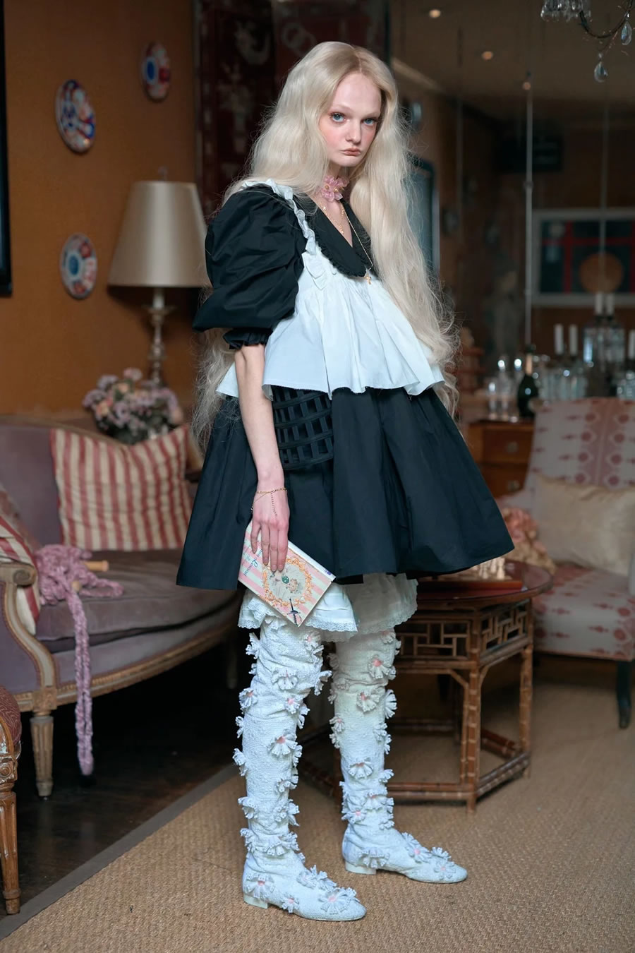 Fashion Black Doll Neck Puff Sleeve Dress,Mini & Short Dresses