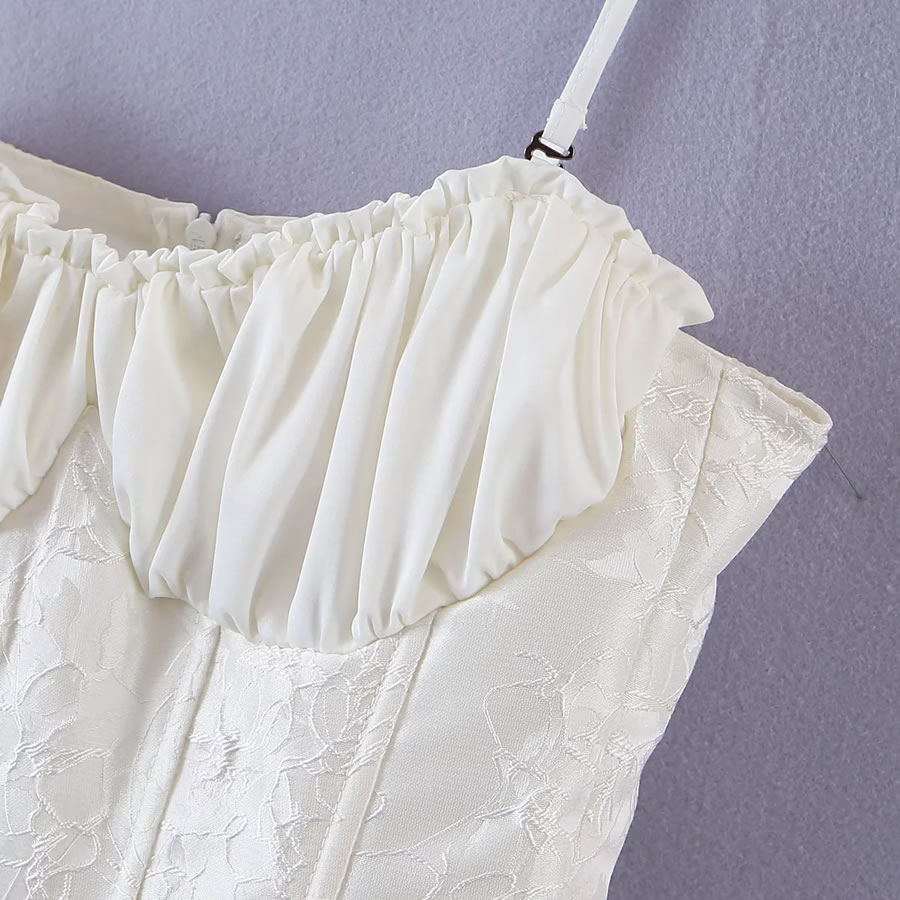 Fashion White Embossed Slip Dress,Mini & Short Dresses