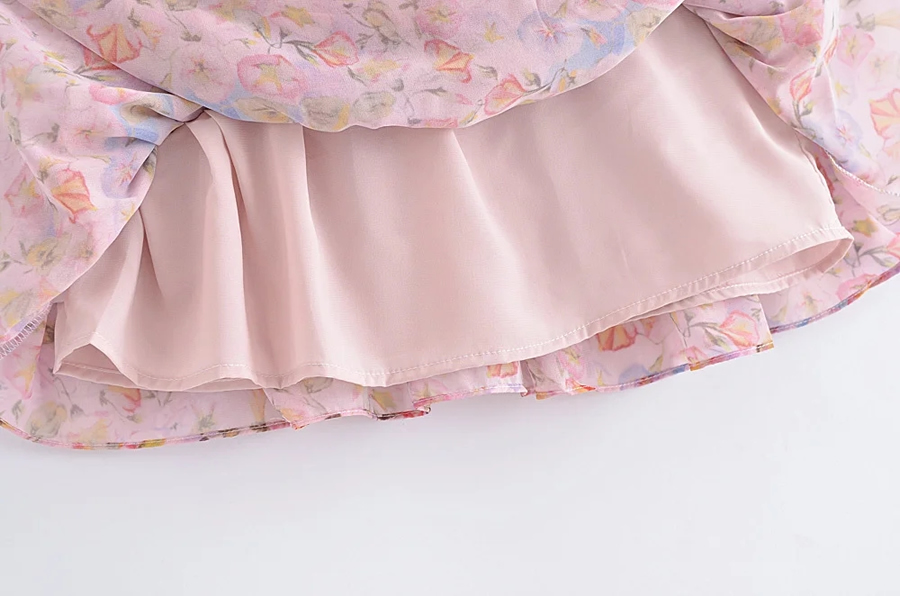 Fashion Pink Geometric Print Irregular Slip Dress,Mini & Short Dresses