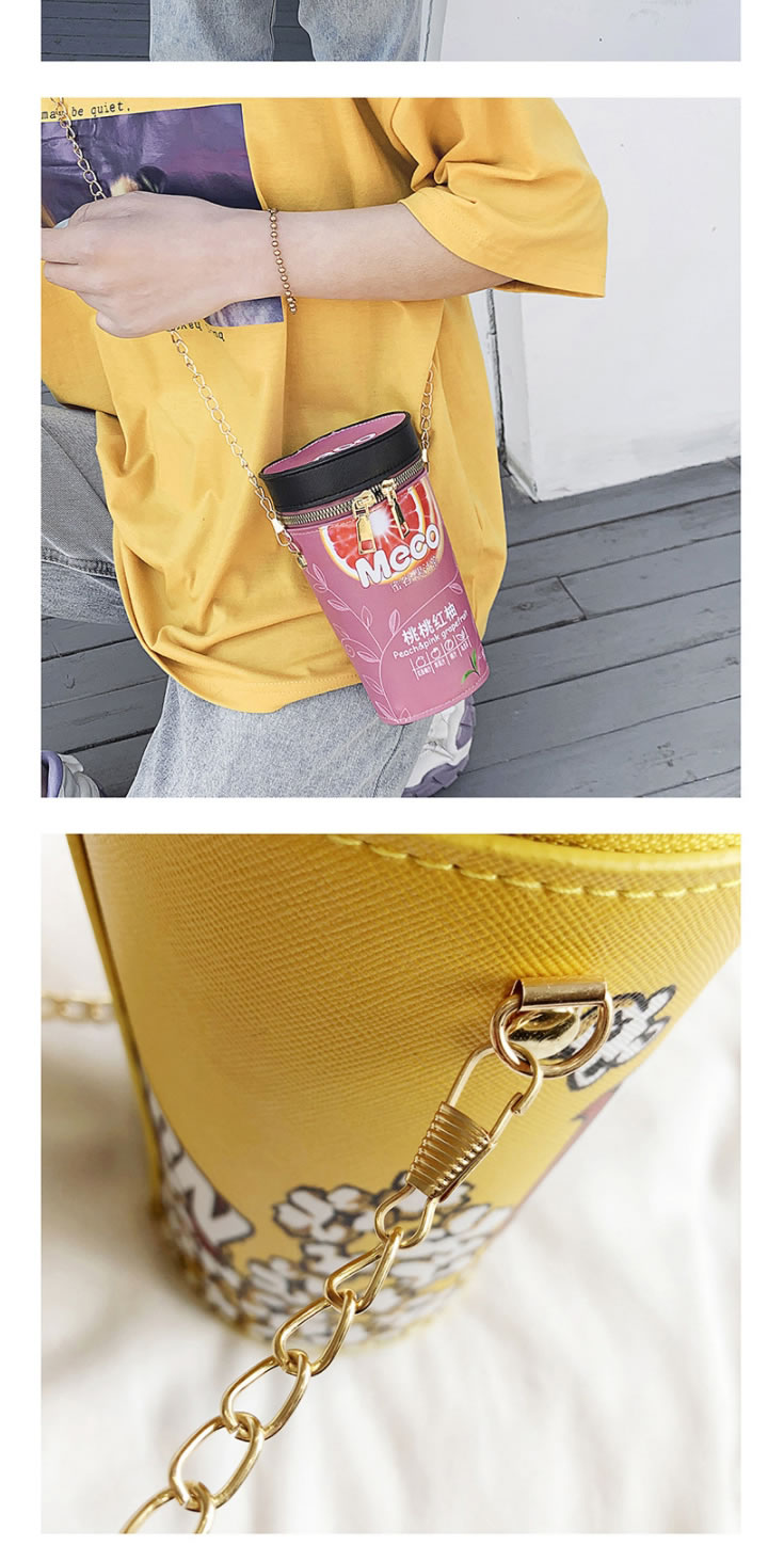 Fashion Pink Pu Print Diagonal Cylinder Bag,Shoulder bags
