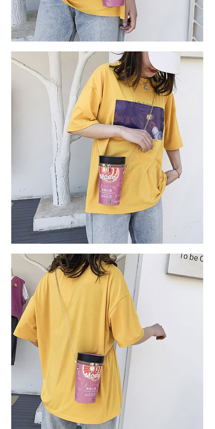 Fashion Pink Pu Print Diagonal Cylinder Bag,Shoulder bags