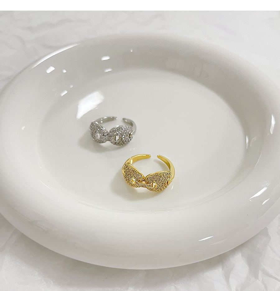 Fashion Gold Bronze Zircon Pig Nose Ring,Rings