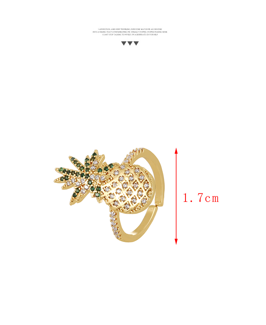 Fashion Gold Bronze Zircon Pineapple Ring,Rings