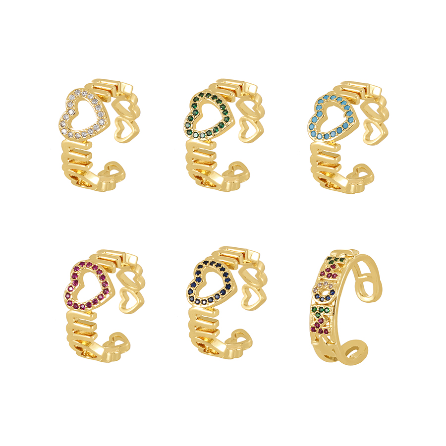 Fashion Color Bronze Zircon Alphabet Mom Ring,Rings