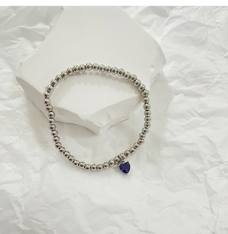 Fashion Navy Blue Bronze Zircon Beaded Heart Bracelet,Bracelets