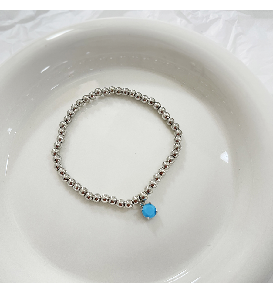 Fashion Lake Blue Bronze Zircon Beaded Round Bracelet,Bracelets
