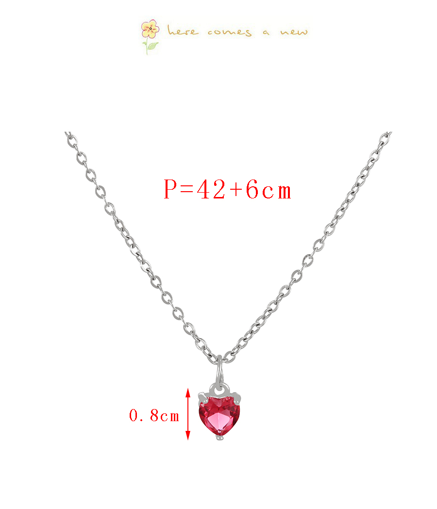 Fashion Pink Bronze Zircon Heart Necklace,Necklaces