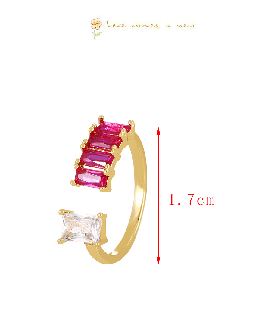 Fashion Red Bronze Zircon Square Ring,Rings