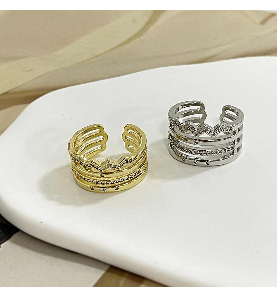 Fashion Silver Copper Set Zircon Geometric Ring,Rings