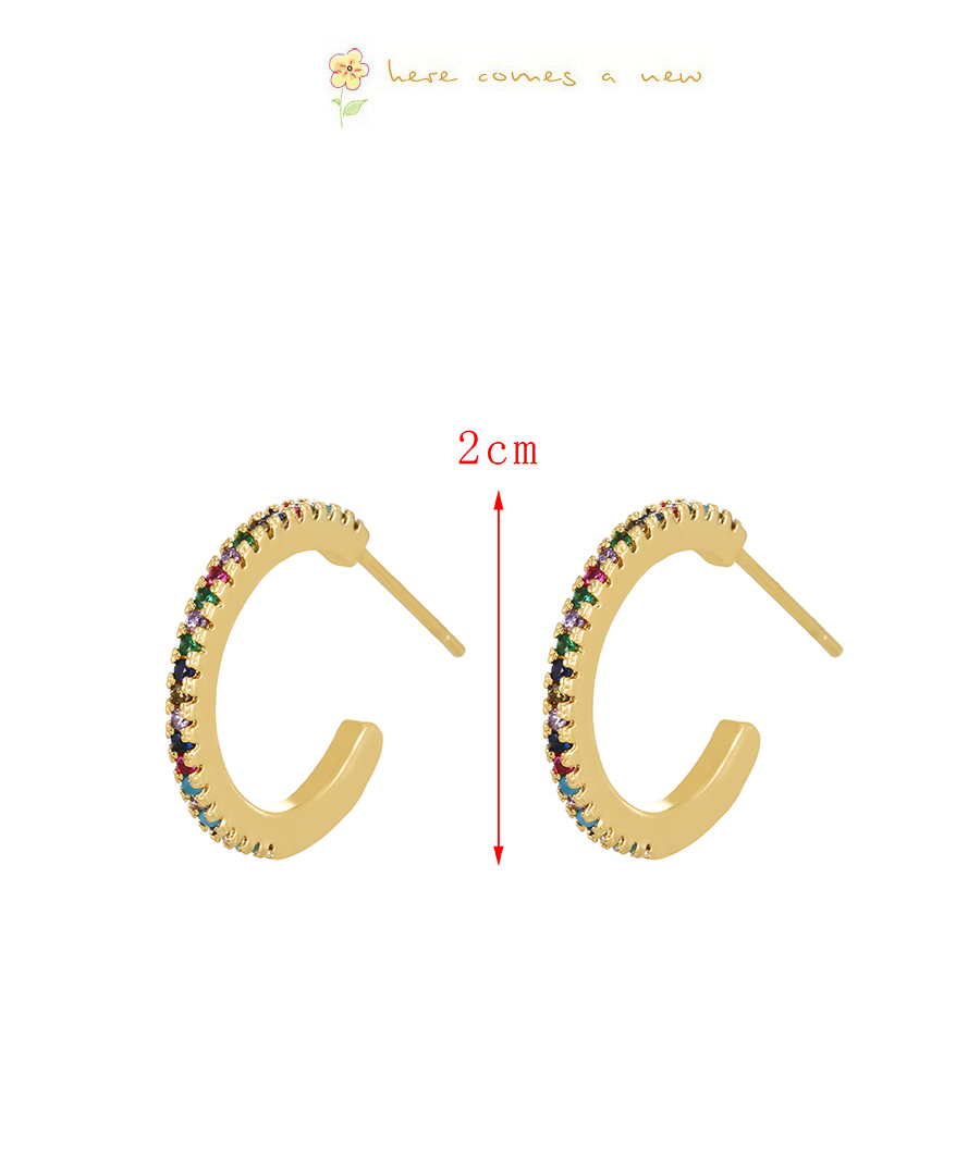 Fashion Colorful Gold Copper Set Zircon C Stud Earrings,Earrings