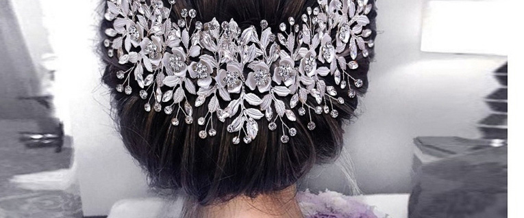 Fashion Hair Band + Earrings Hp349 Alloy Rhinestone Braided Flower Headband Earrings Set,Jewelry Sets