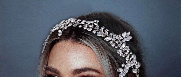 Fashion With White Organ Ribbon Hp259 Alloy Rhinestone Braided Flower Headband,Hair Ribbons