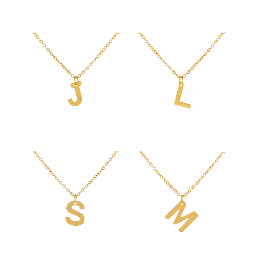 Fashion C Titanium Steel 26 Alphabet Pendant Necklace,Necklaces
