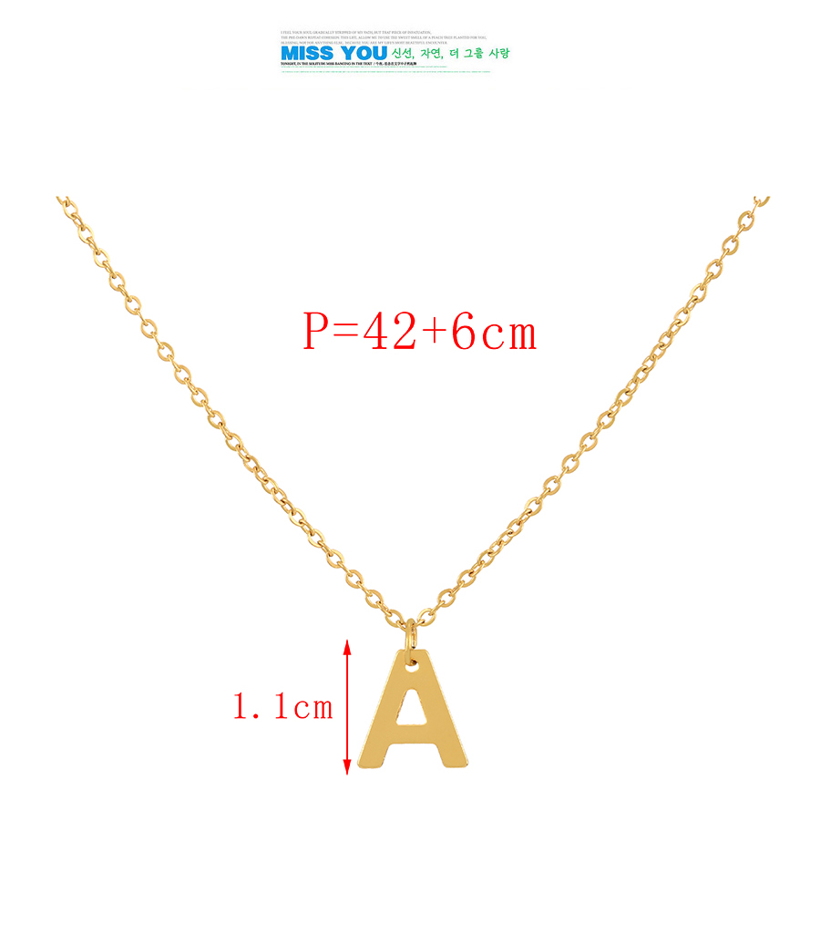 Fashion D. Titanium Steel 26 Alphabet Pendant Necklace,Necklaces