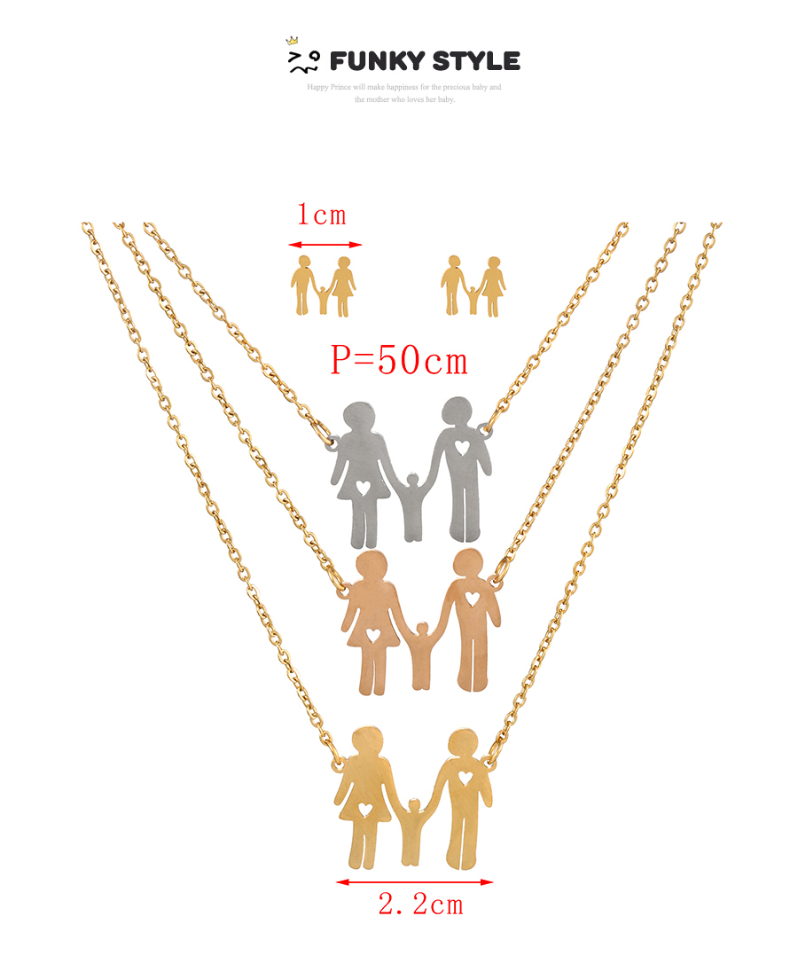 Fashion Color Titanium Steel Family Pendant Multilayer Necklace Earrings Set,Jewelry Set