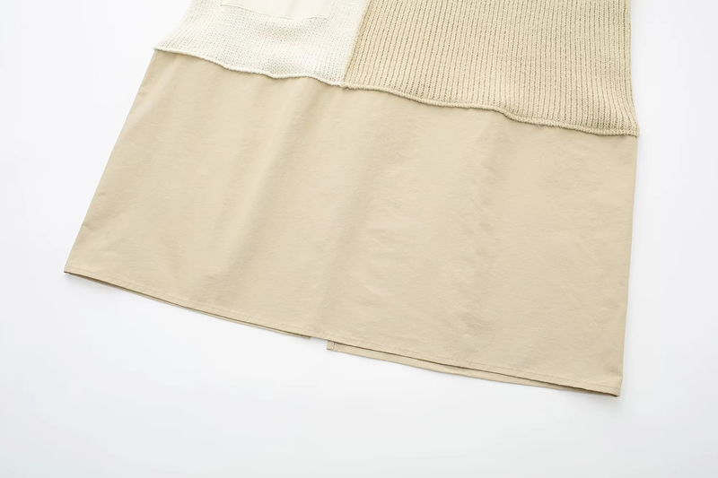 Fashion Beige Patchwork Knitted Skirt,Skirts