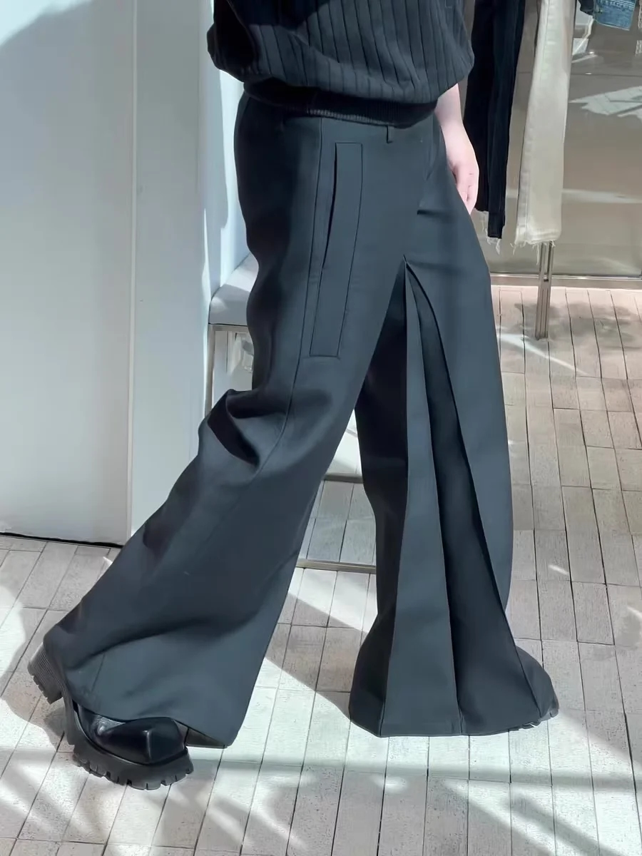 Fashion Black Polyester Bootcut Trousers,Pants