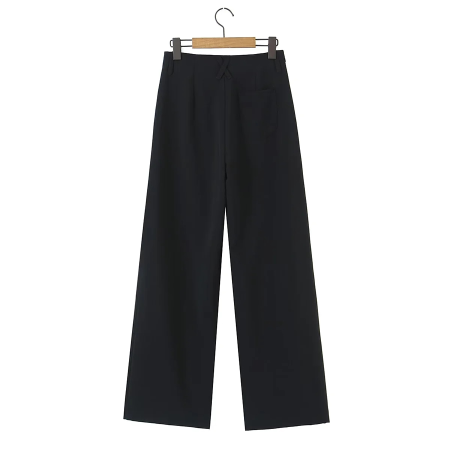 Fashion Black Polyester Bootcut Trousers,Pants