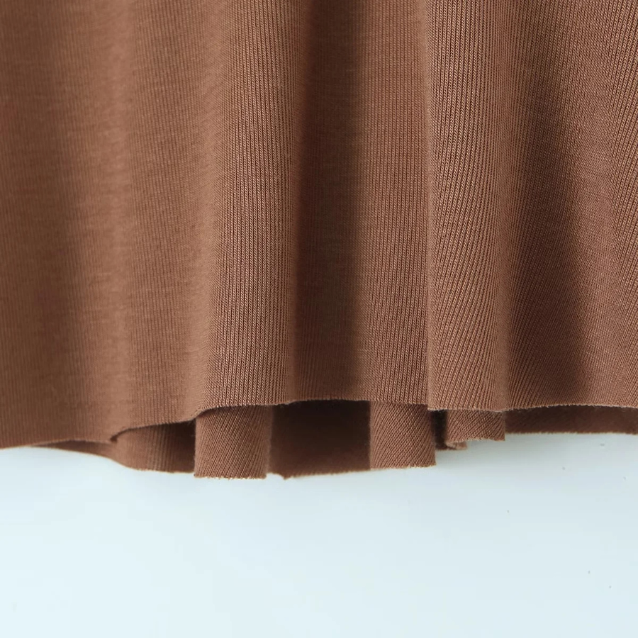 Fashion Brown Pleated Slit Skirt,Skirts
