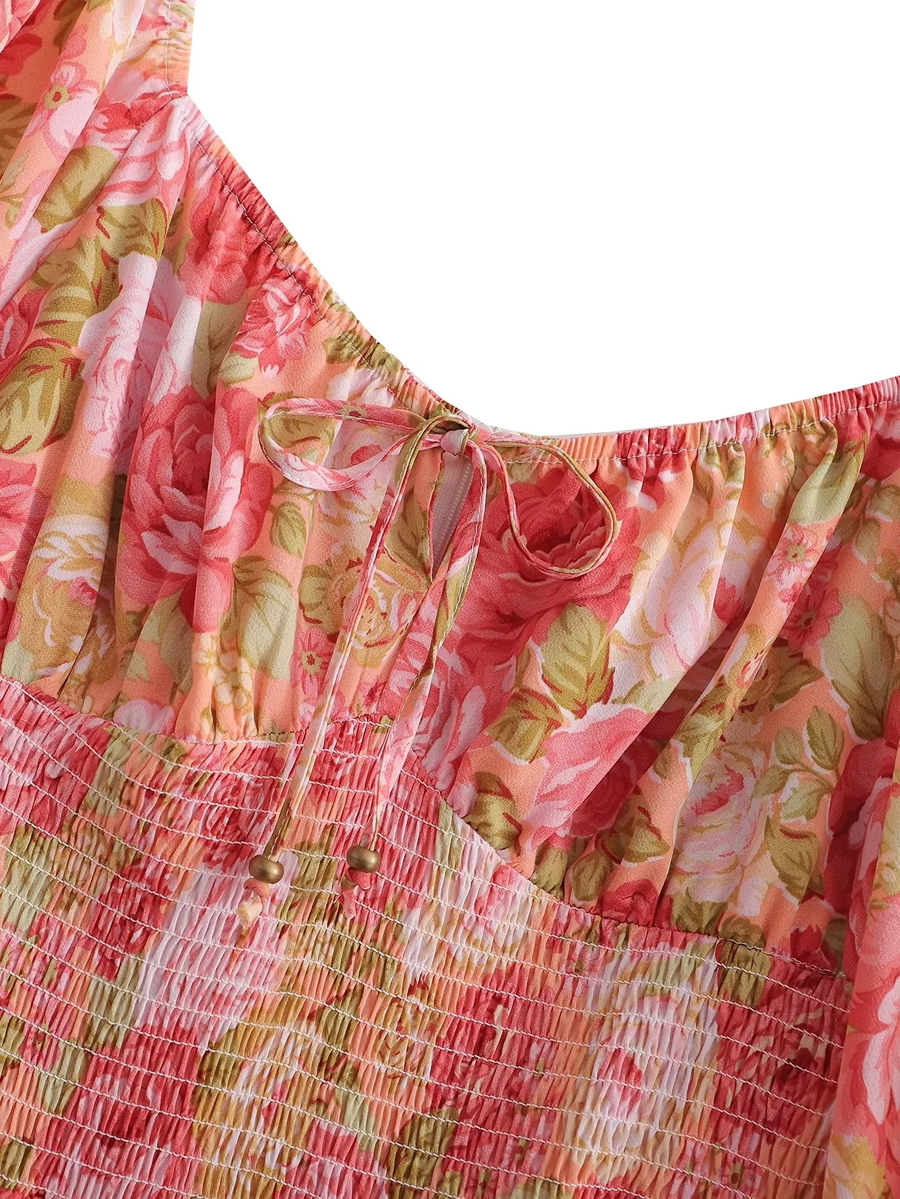 Fashion Printing Polyester Print Puff Sleeve Dress,Mini & Short Dresses