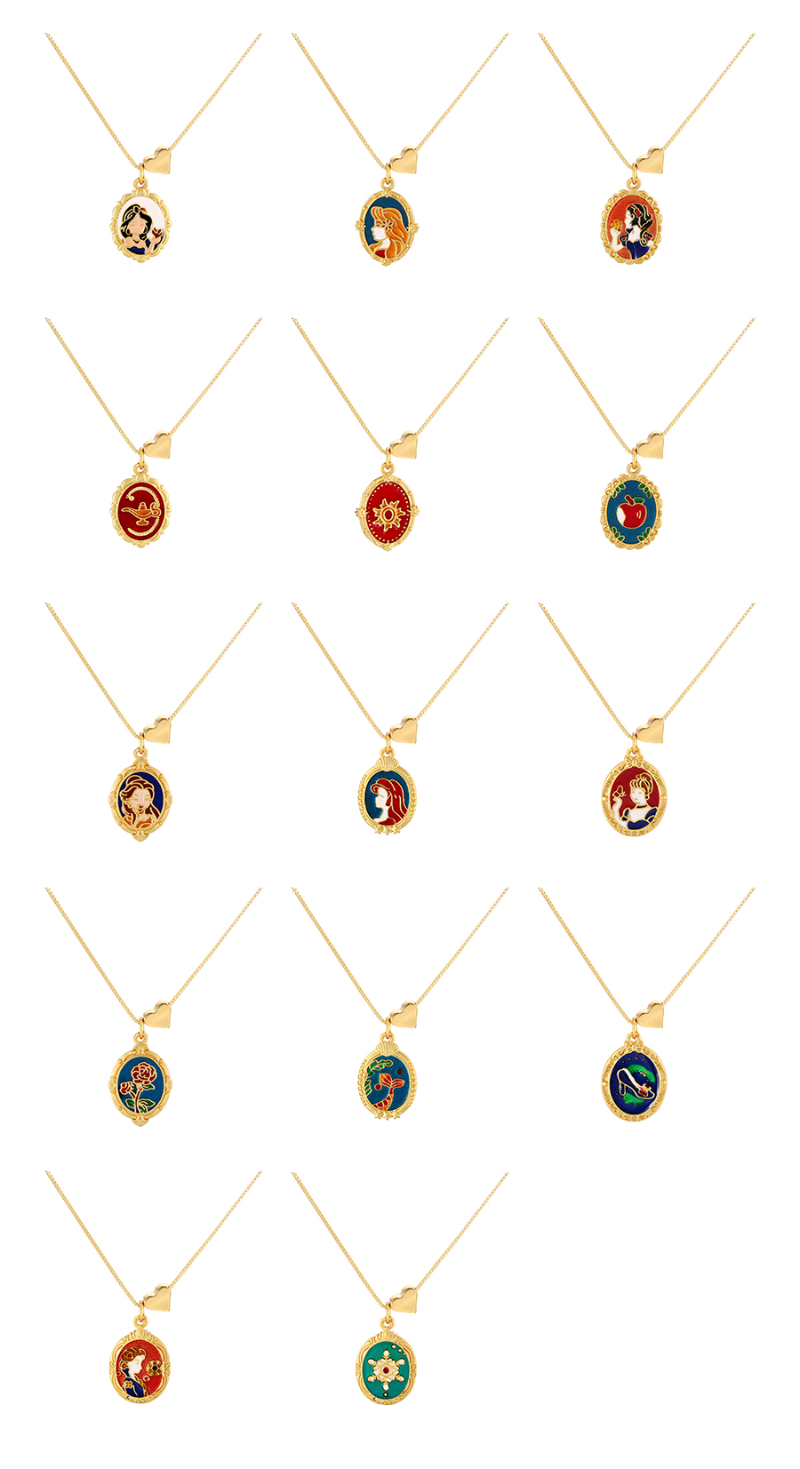 Fashion Color 5 Copper Oil Drop Double-sided Princess Love Pendant Necklace,Necklaces