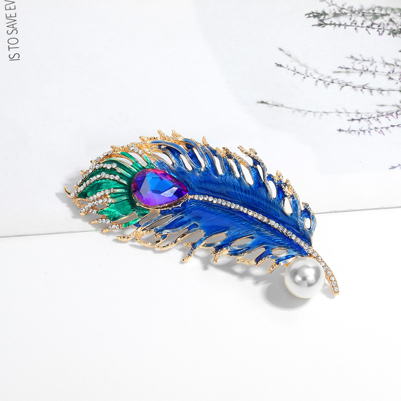 Fashion Silver Alloy Diamond Drip Oil Feather Brooch,Korean Brooches