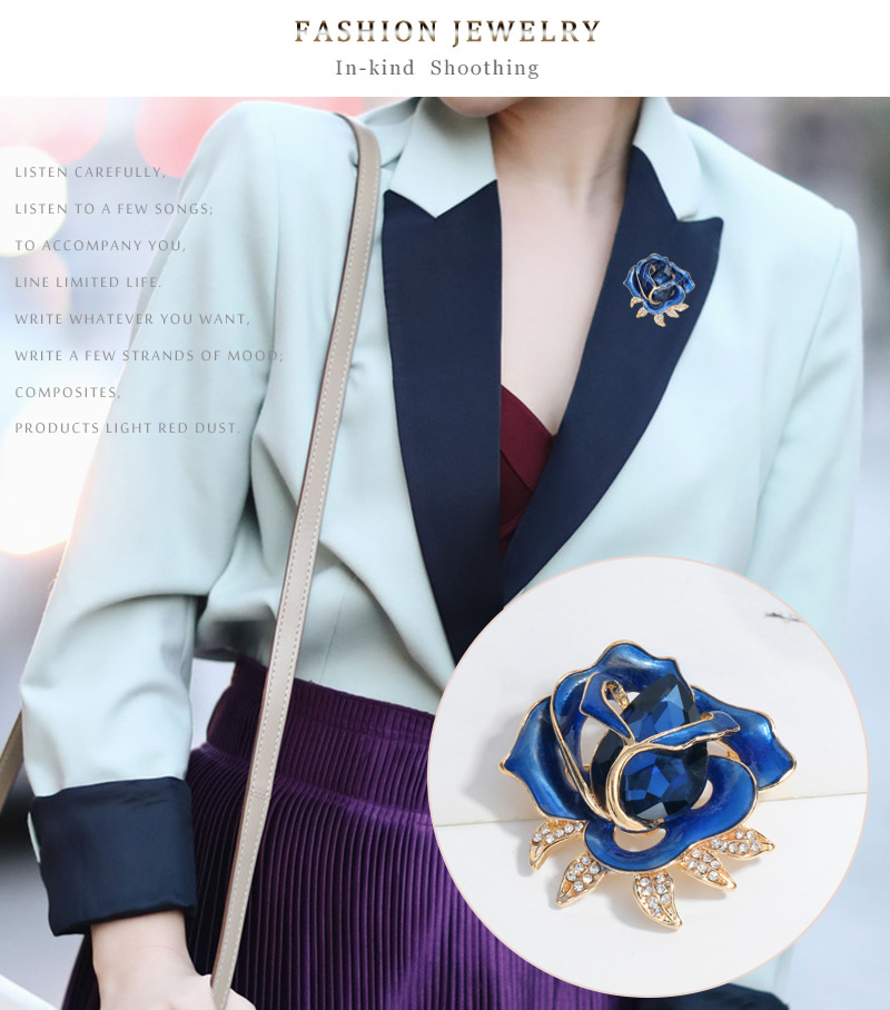 Fashion Red Alloy Diamond Drop Oil Flower Brooch,Korean Brooches