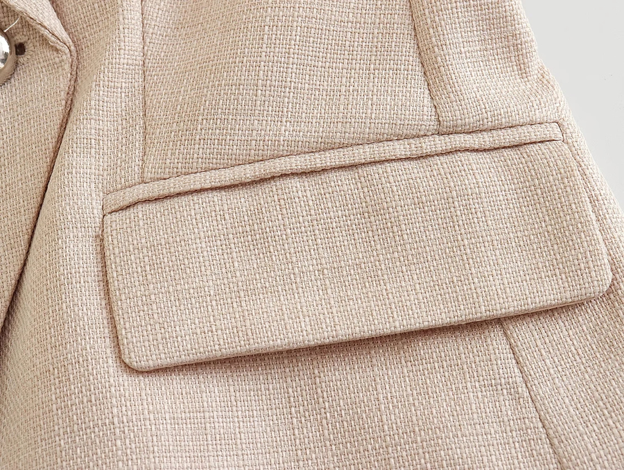 Fashion Apricot Texture Double -breasted Suit Jacket,Coat-Jacket