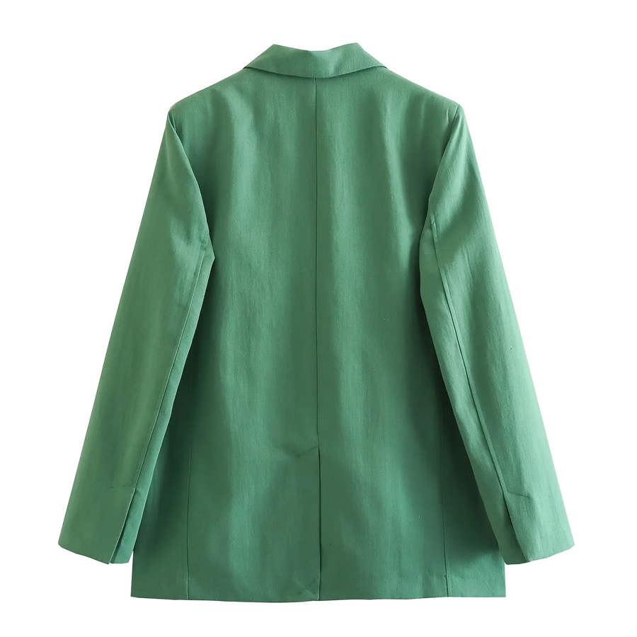 Fashion Green Liney Pocket Buckle Suit Jacket,Coat-Jacket