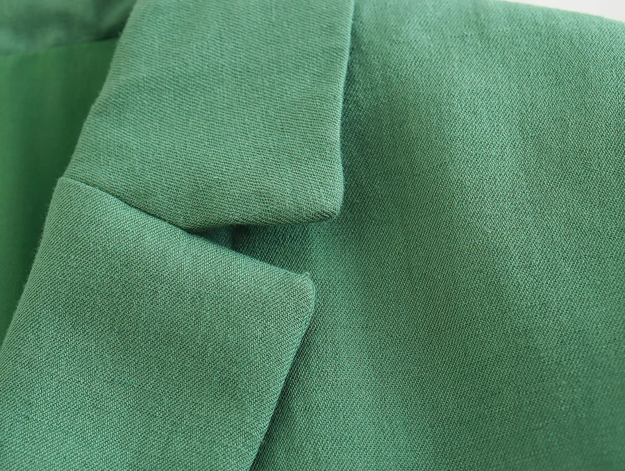 Fashion Green Liney Pocket Buckle Suit Jacket,Coat-Jacket