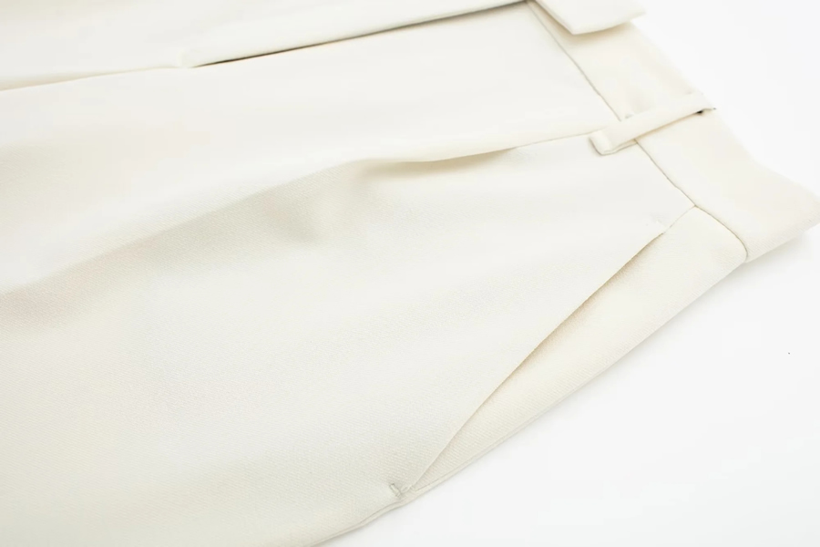 Fashion White Pleated Blend Shorts,Shorts