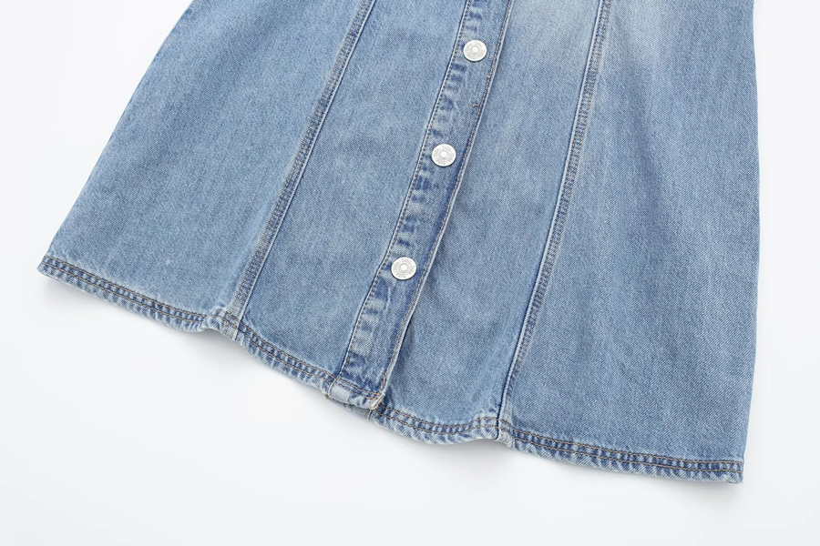 Fashion Blue Denim Zipper Slit Skirt,Skirts