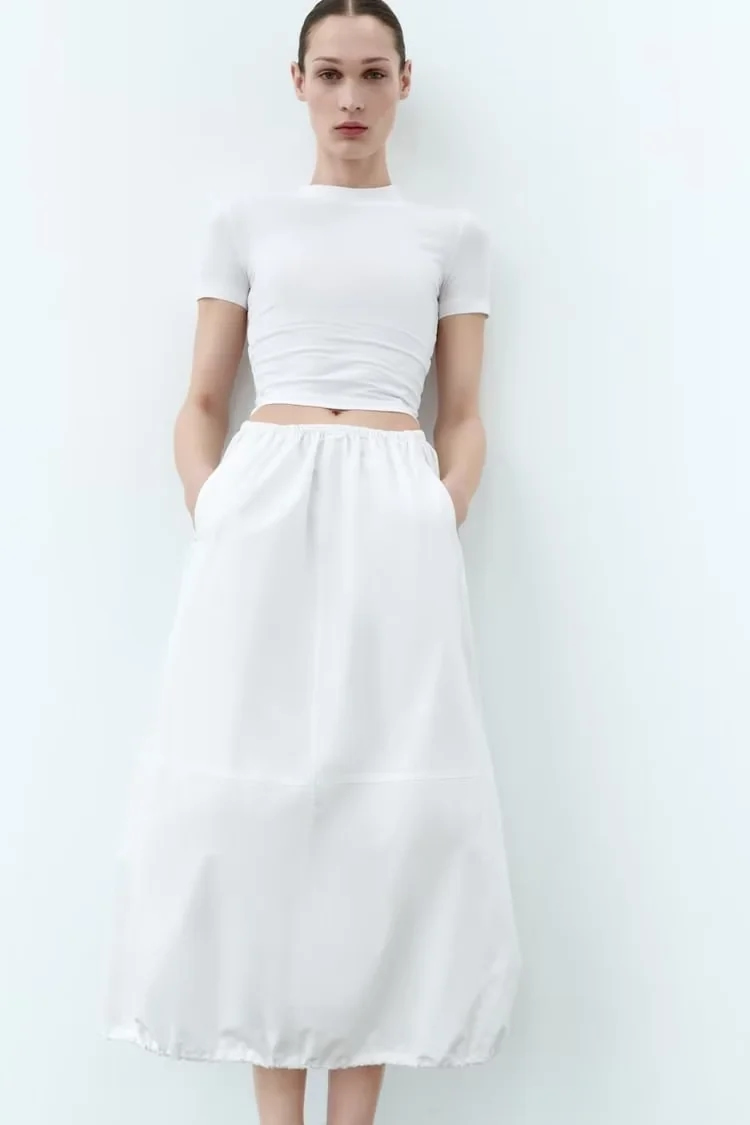 Fashion White Nylon Pleated Skirt,Skirts