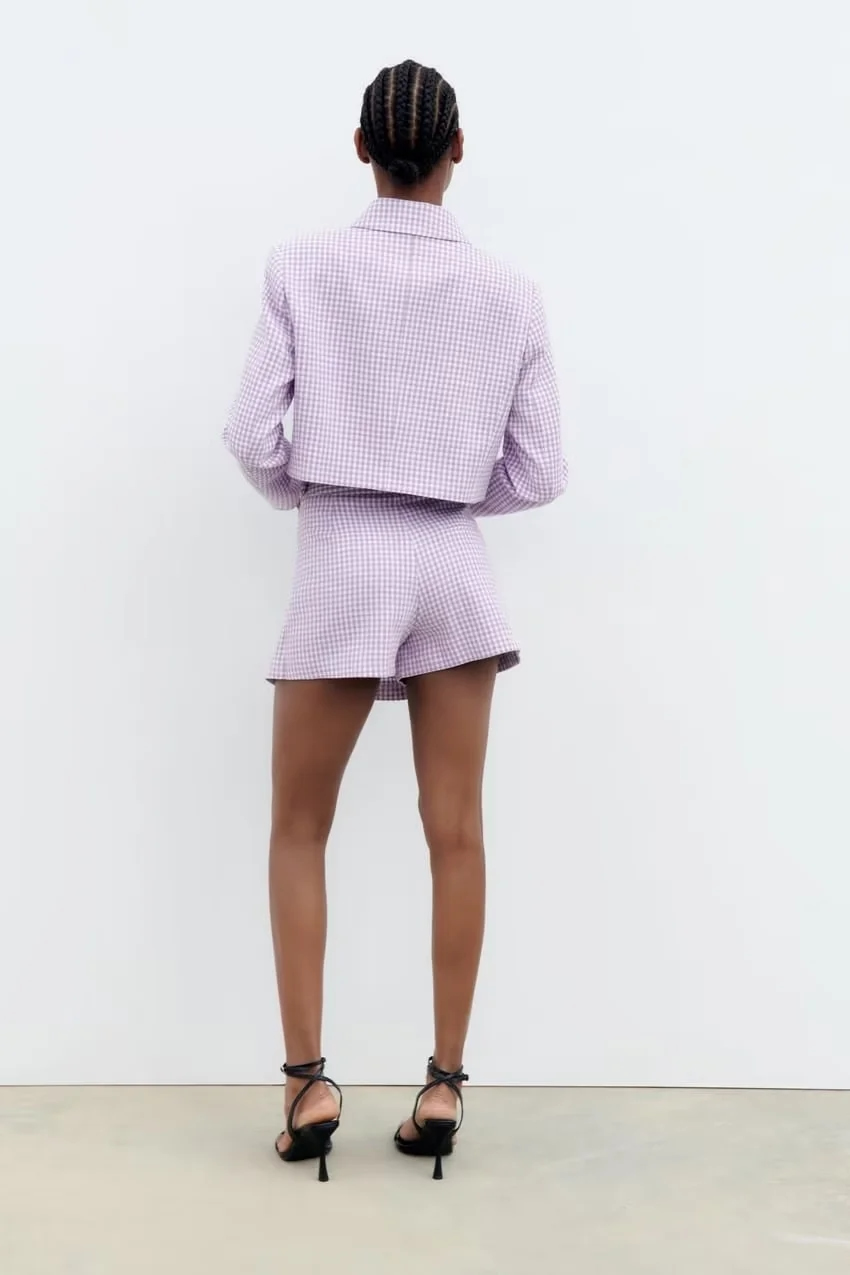 Fashion Purple Geometric Textured Lapel-breasted Jacket,Coat-Jacket